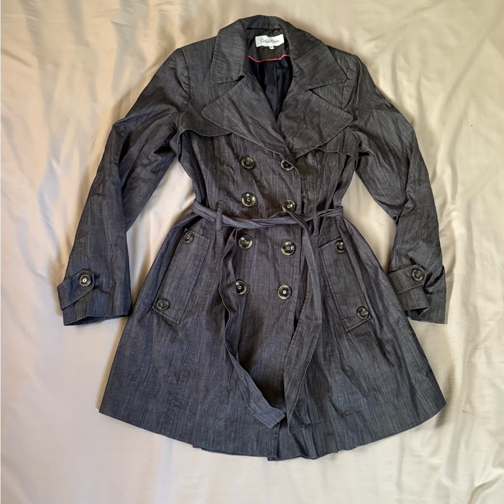 Calvin Klein Blue/Gray Trench Coat